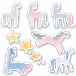 paquete pegatina color pastel unicornios