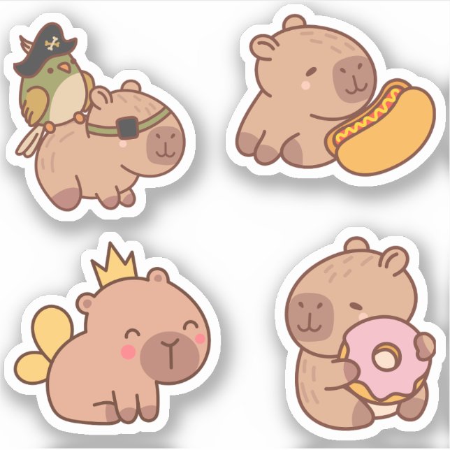 Paquete Pegatina Cute Capybara - Adorable y divert (Anverso)