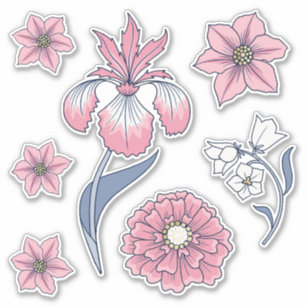 Paquete Pegatina de arte floral rosa victoriano