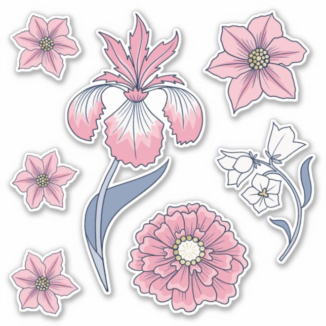 Paquete Pegatina de arte floral rosa victoriano (Anverso)