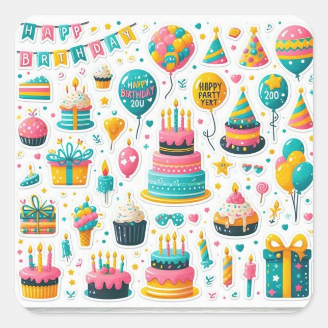 Paquete Pegatina de cumpleaños festivo" (Anverso)