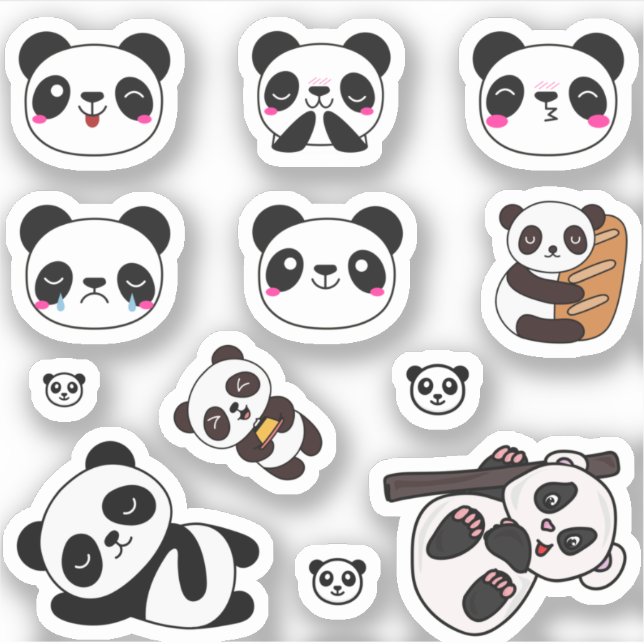 Paquete Pegatina de Emoji de Cute Panda (Anverso)