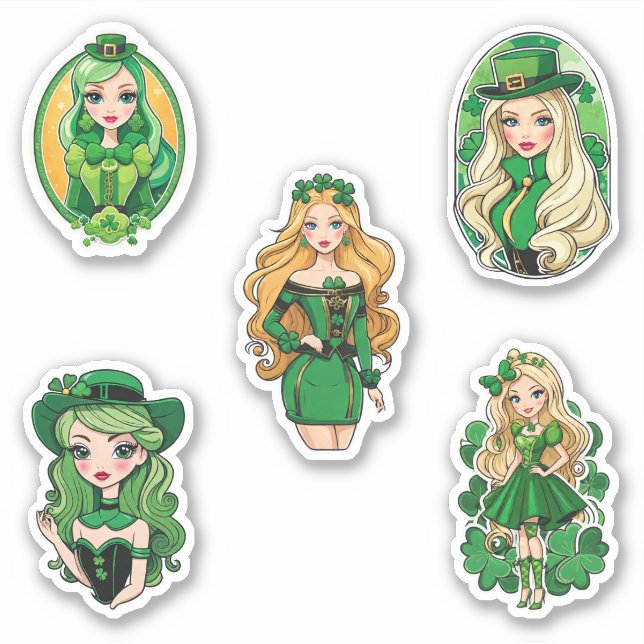 Paquete Pegatina de muñecas irlandesas (x5) (Anverso)