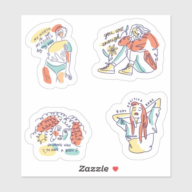 Paquete Pegatina de Positividad Corporal (Hoja)