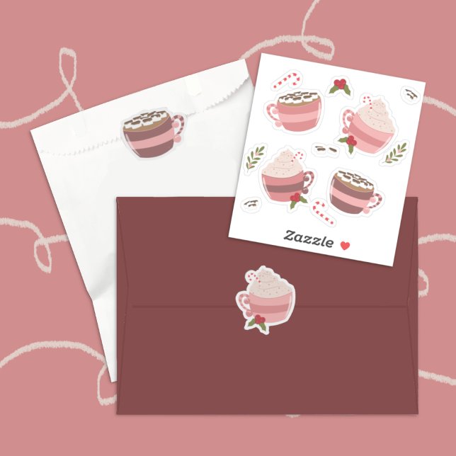 Paquete Pegatina de tazas de cacao caliente (Example of how you can use those cute hot cocoa Holiday stickers . )