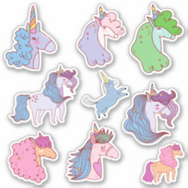 Paquete pegatina de unicornios pastel