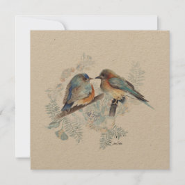 Par Azul Pareja Acuarela Con Floral