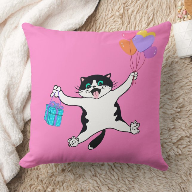 Par de almohada lúdico gato Decorativo rosa brilla (Manta)
