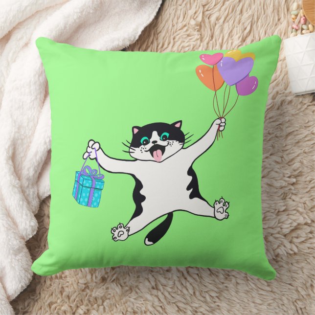 Par de almohada lúdico gato Decorativo Verde brill (Manta)