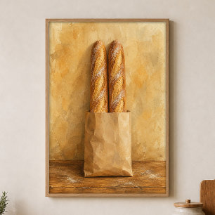 Par de baguettes en papel Póster acuarela