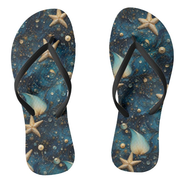Par de chanclas con patrón de estrella de mar del  (Plantilla)