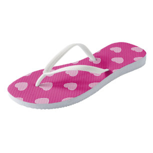 Par de chanclas de corazones rosas
