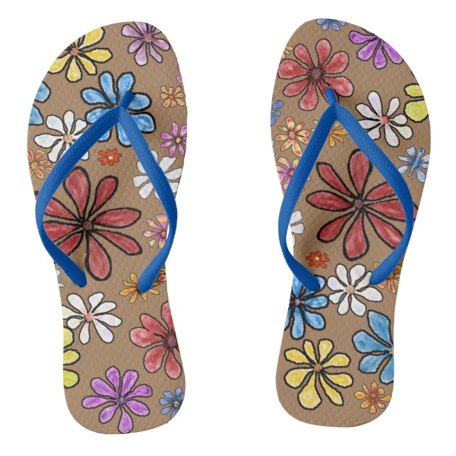 Par de chanclas de flores coloridas (Plantilla)