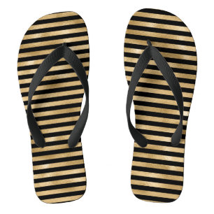 Par de chanclas de niñas negro y dorado