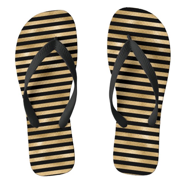Par de chanclas de niñas negro y dorado (Plantilla)