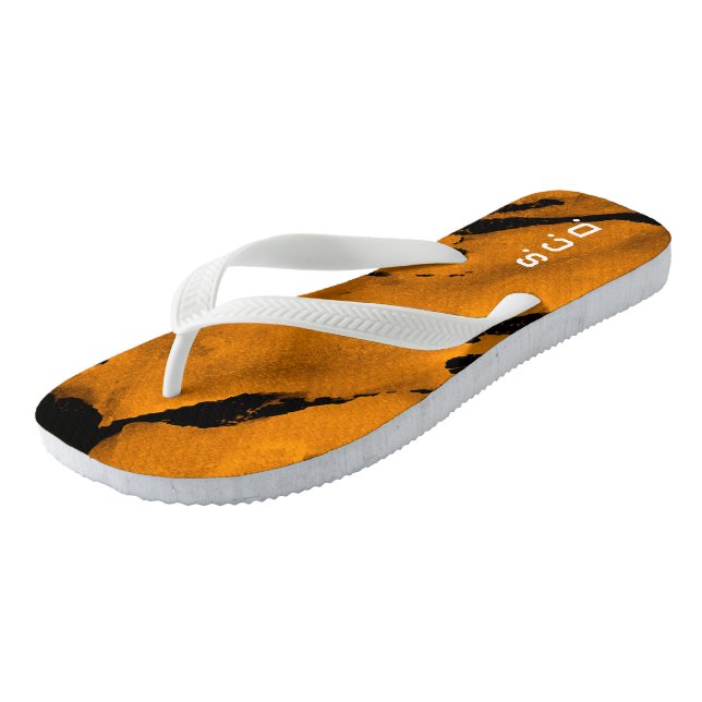 Par de chanclas personalizadas naranja negro cepil (Angular)