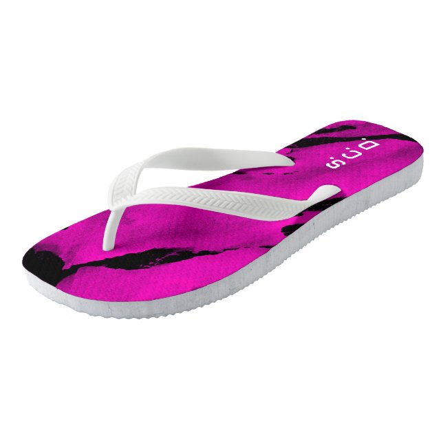 Par de chanclas personalizadas rosa negro cepillad (Angular)