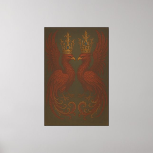 Par de Fénix Doradas Reales · Lujo Canvas de Arte  (Anverso)