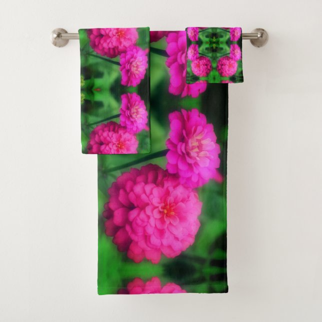 Par de flores rosadas de Zinnia cerrar patrón abst (In situ)