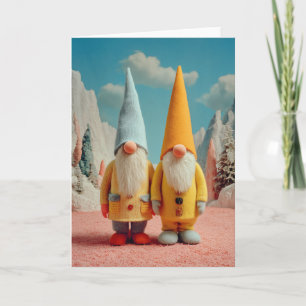 Par de gnomos caprichosos de Navidad de invierno