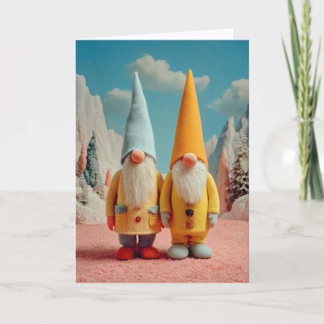 Par de gnomos caprichosos de Navidad de invierno (Anverso)