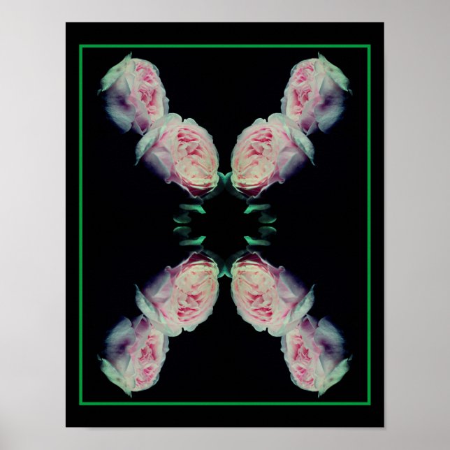 Par de rosas rosadas arte floral abstracto (Frente)