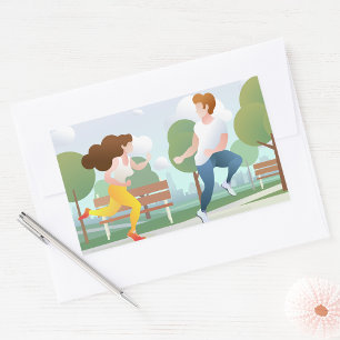 Par de salida corriendo Pegatina rectangular