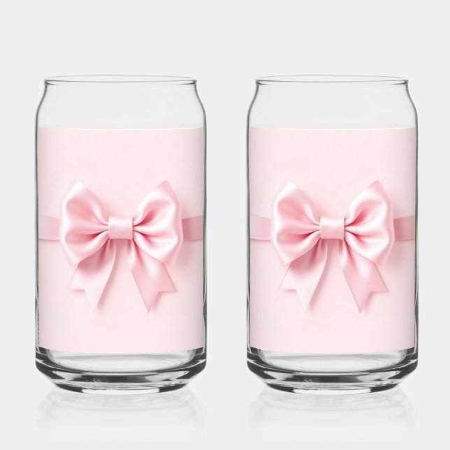 Par de vasos para lata con lazo rosa (Anverso)