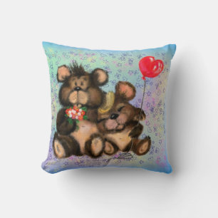 Par oso con Cojín decorativo de globo cardíaco