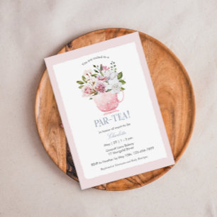 PAR-TEA Invitación rosa a Baby Shower