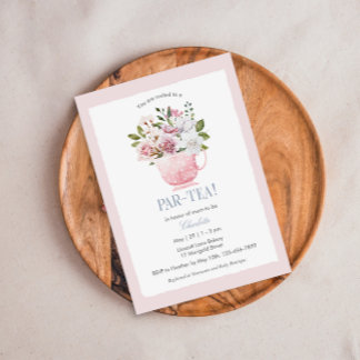 PAR-TEA Invitación rosa a Baby Shower