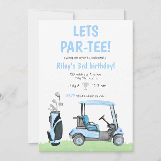 Par-Tee Golf Temática Invitación al cumpleaños Azu (Anverso)