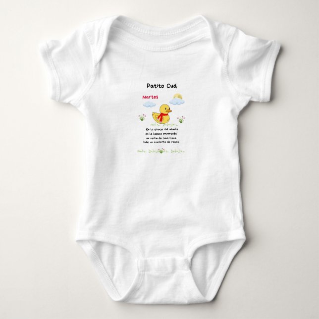 Para Bebé Body (3 meses) cuento patito cuá día martes (Anverso)