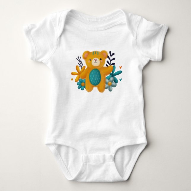 Para Bebé Body Bebê Personalizado – Ursinho Fofinho e Alegre (Anverso)