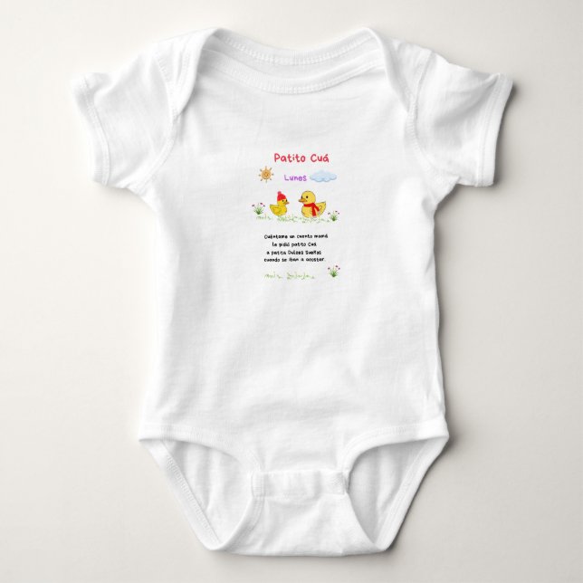 Para Bebé Body blanco patito cuá lunes (3 meses) (Anverso)