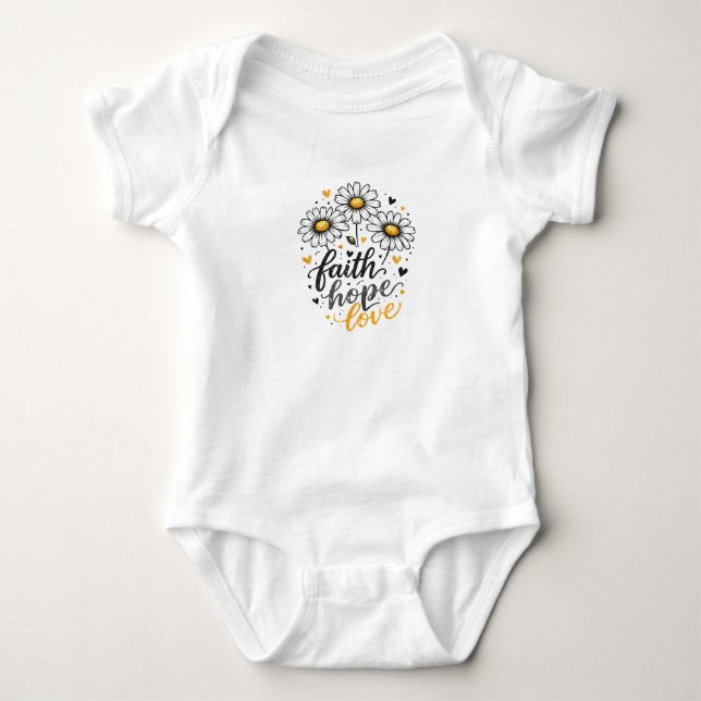 Para Bebé Body de Faith, Hope, Love & Daisies (Anverso)