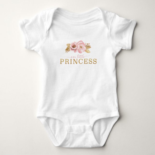 Para Bebé Body de Nuestra Pequeña Princesa Niña Rosa Rubor (Anverso)