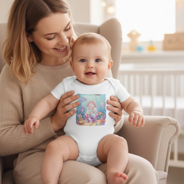 Para Bebé Body de sirena con acuarela adorable bajo el mar (Subido por el creador)
