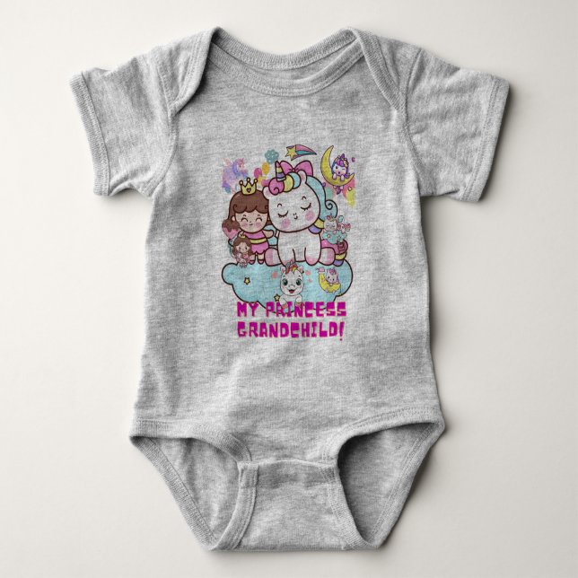 Para Bebé body gris Mi princesa nieta (Anverso)