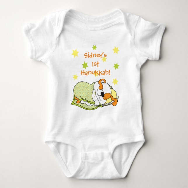 Para Bebé Hanukkah Baby Body Demo/dog/Green Naranja (Anverso)