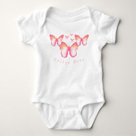 Para Bebé Mariposas rosadas corales personalizadas Baby Body