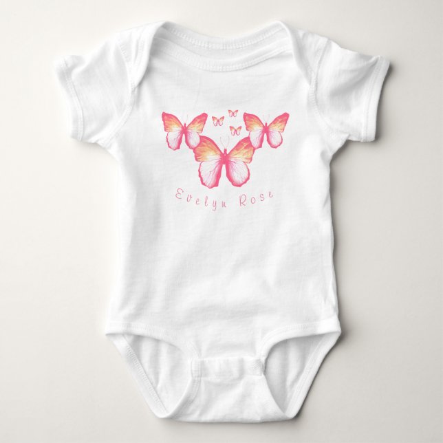 Para Bebé Mariposas rosadas corales personalizadas Baby Body (Anverso)