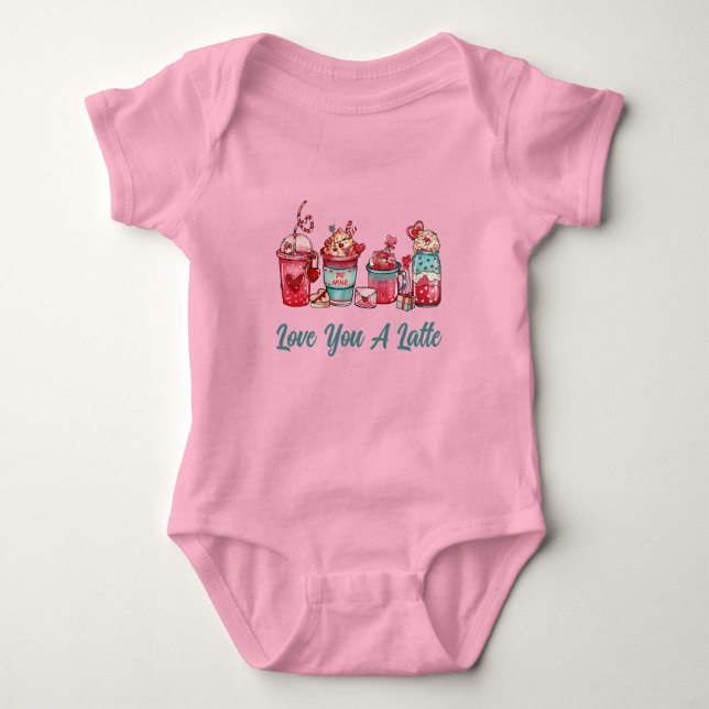 Para Bebé Te Amo Un Latte Ming En Body Bodysuit Rosa (Anverso)