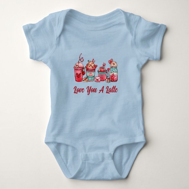 Para Bebé Te Amo Un Latte Ruby Red En Body Bodysuit Azul (Anverso)