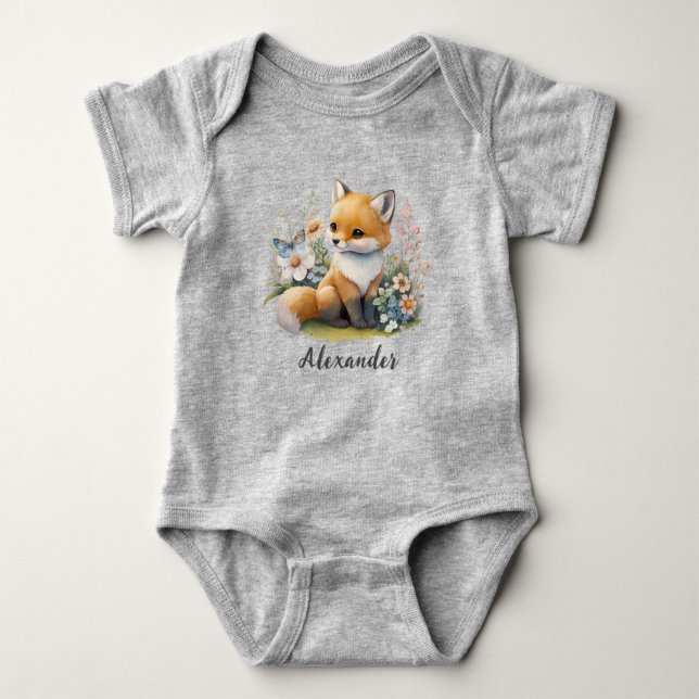 Para Bebé WILD ONE Personalizado Primer Bosque Fox Baby Body (Anverso)