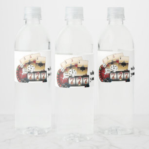 Para Botella De Agua casino, póquer, adulto, vino, etiqueta del vino,
