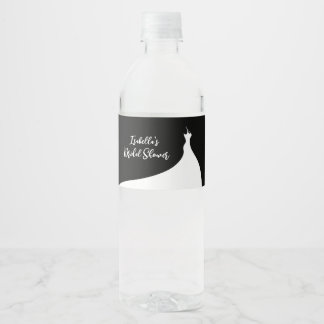 Para Botella De Agua Elegante Bridal Shower Black Water Bottle Etiqueta