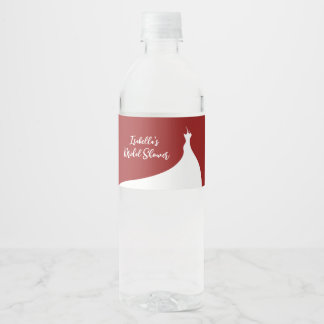 Para Botella De Agua Elegante Bridal Shower Red Water Bottle Etiqueta