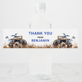 Para Botella De Agua Etiqueta editable azul ATV Bicicleta Cumpleaños Bo
