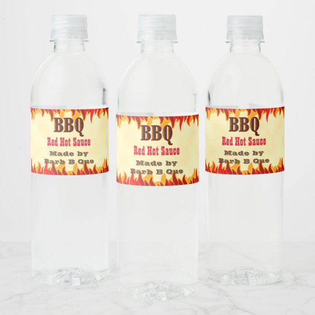Para Botella De Agua Etiqueta personalizado BBQ Hot Sauce con llama roj (Botellas)
